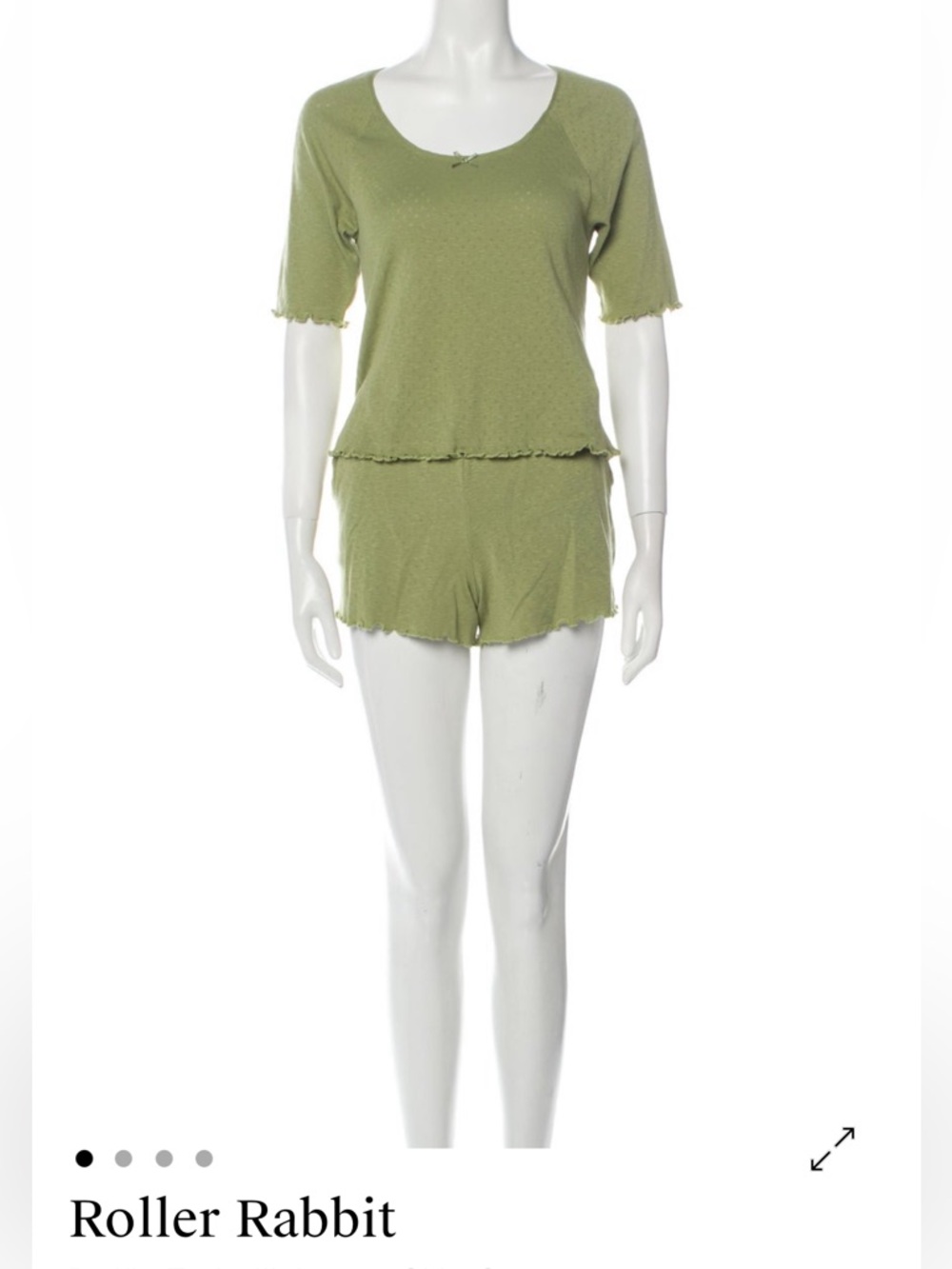EUC Roller Rabbit 100% Cotton Pointelle Green Pajama Set